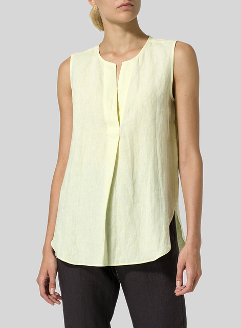 Linen Surplice V-Neck Blouse