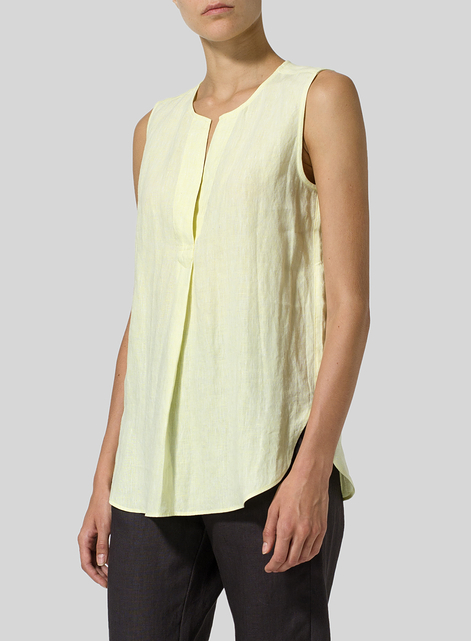 Linen Surplice V-Neck Blouse