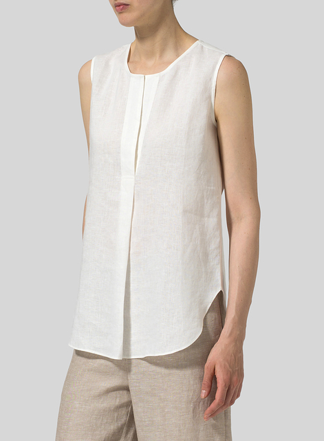 Linen Surplice V-Neck Blouse