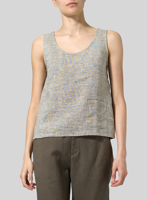 Printed Linen Tank Top