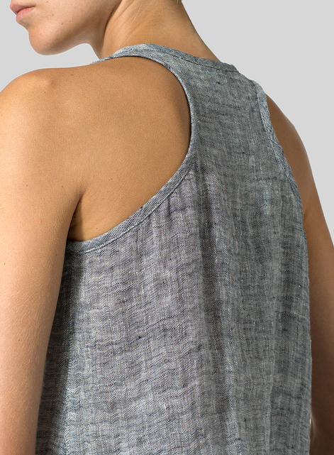 Two Tone Linen Cropped Tank Top