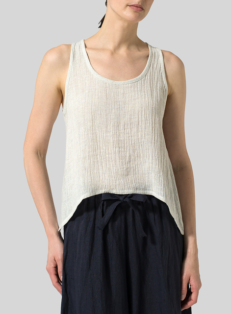 Gauze Linen Cropped Tank Top