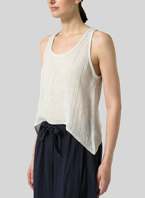 Gauze Linen Cropped Tank Top