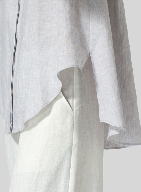 Linen A-line Sleeveless Top with Mandarin Collar