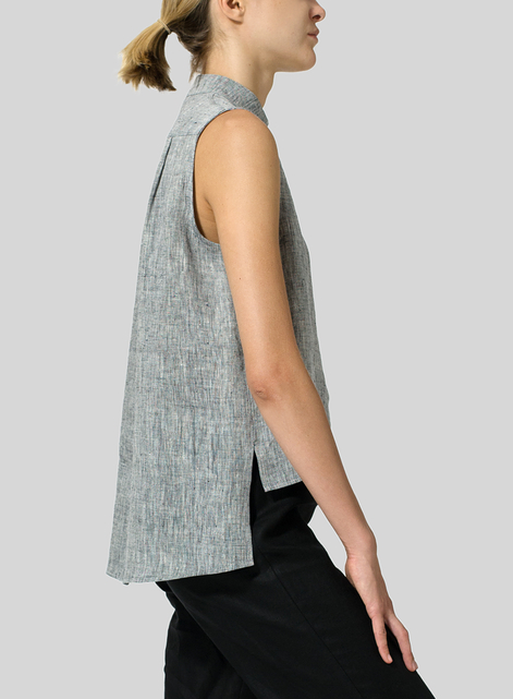 Linen Mandarin Collar Vest