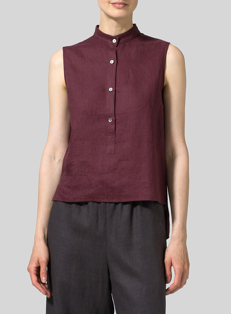 Linen Mandarin Collar Vest