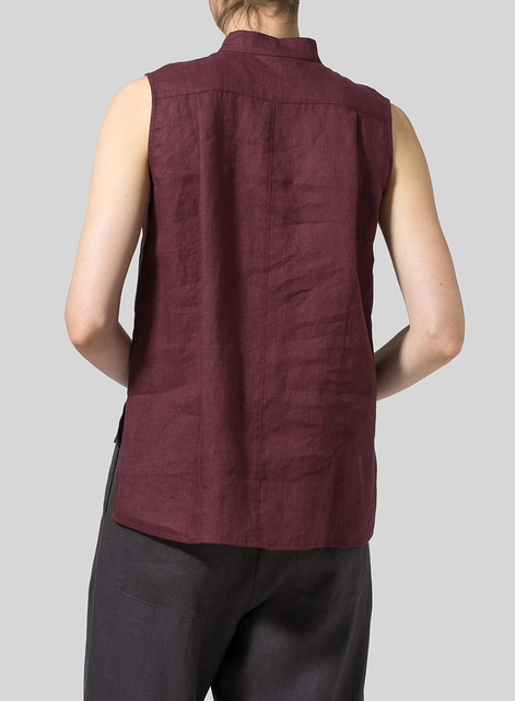 Linen Mandarin Collar Vest