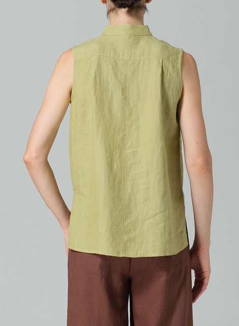 Linen Mandarin Collar Vest