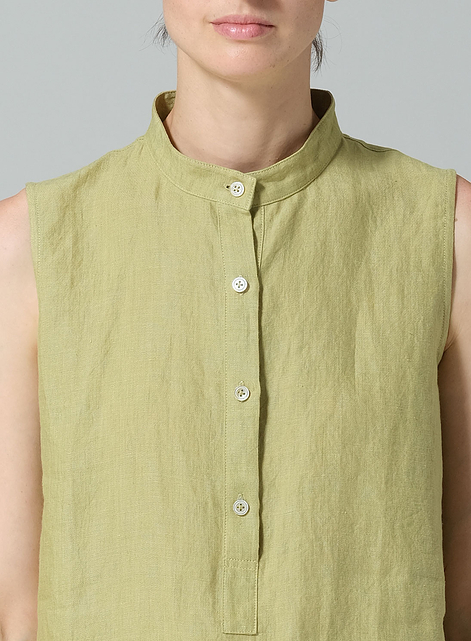 Linen Mandarin Collar Vest