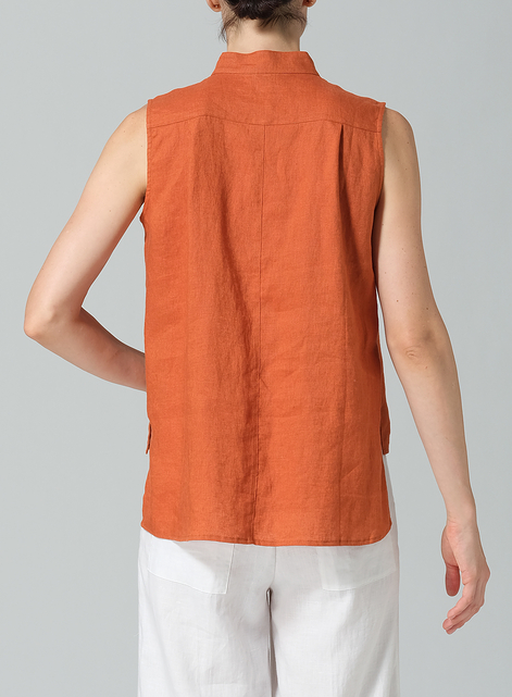 Linen Mandarin Collar Vest