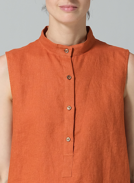 Linen Mandarin Collar Vest