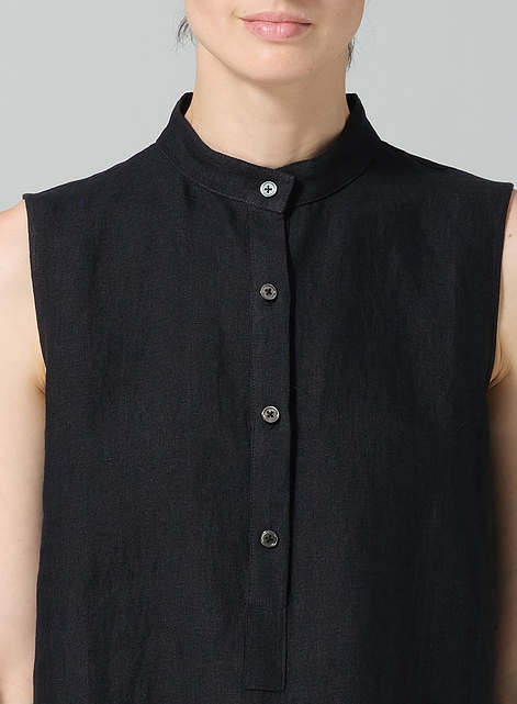 Linen Mandarin Collar Vest