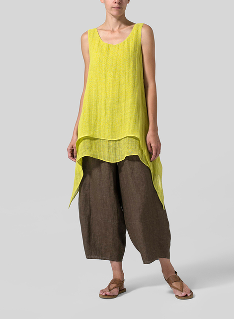 Linen Sleeveless Layered Lightweight Top