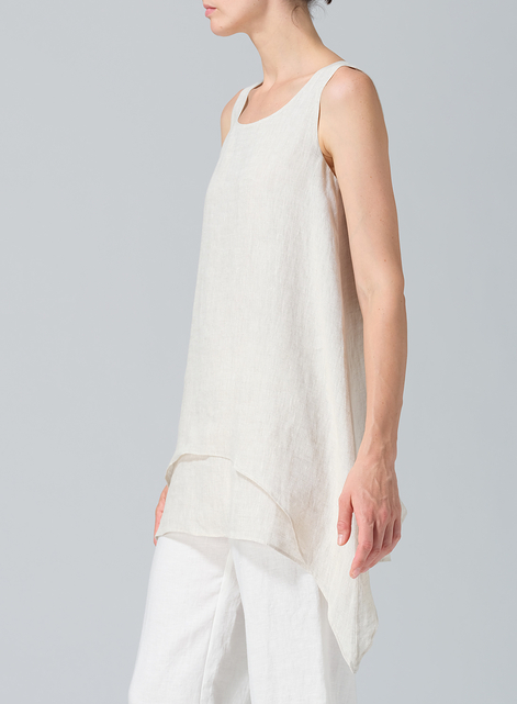 Linen Sleeveless Layered Lightweight Top