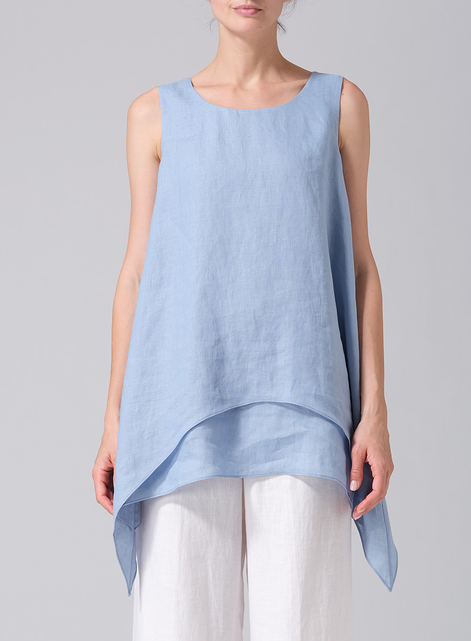 Linen Sleeveless Layered Lightweight Top