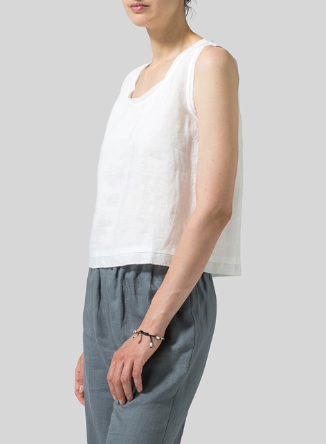 Linen Semi-fitted Sleeveless Tank Top