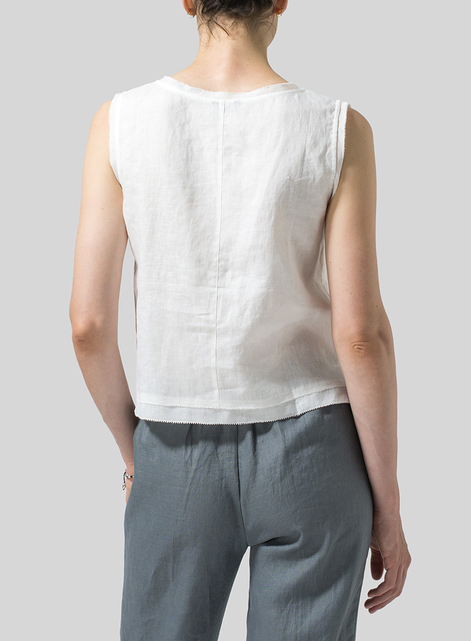 Linen Semi-fitted Sleeveless Tank Top