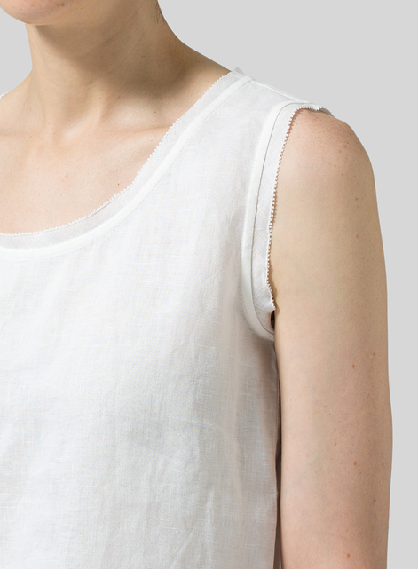 Linen Semi-fitted Sleeveless Tank Top