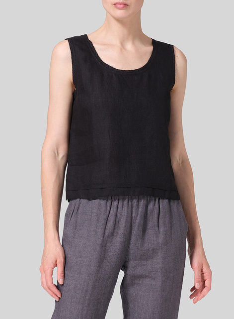 Linen Semi-fitted Sleeveless Tank Top