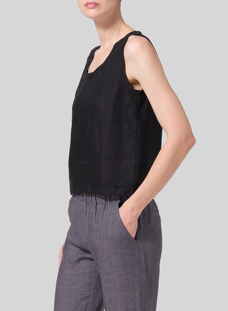 Linen Semi-fitted Sleeveless Tank Top