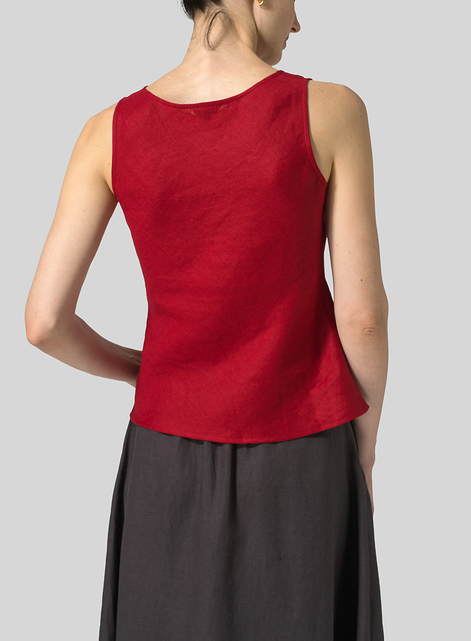 Linen Bias Cut Slim Fit Tank Top