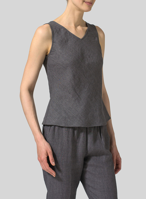 Linen Bias Cut Slim Fit Tank Top