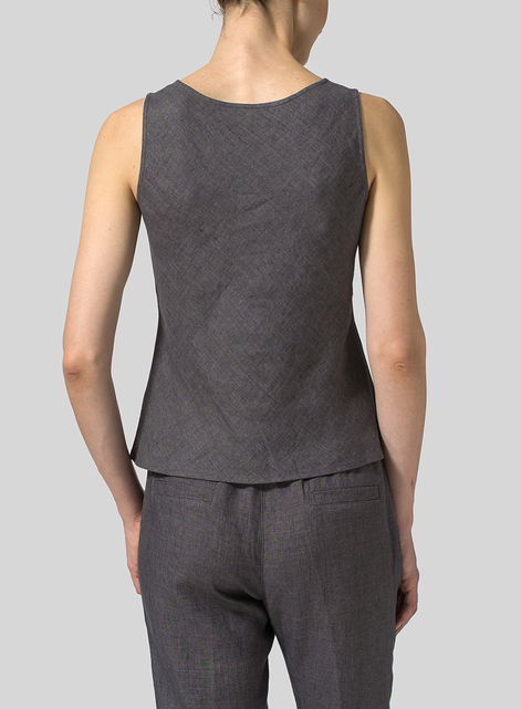 Linen Bias Cut Slim Fit Tank Top