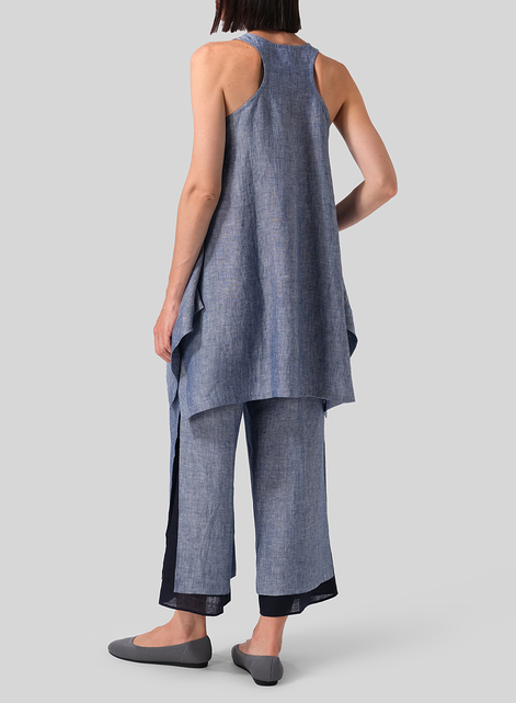 Linen Scoop Neck Halter Backs Tunic