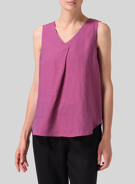 Linen Pleated Cross Front Top