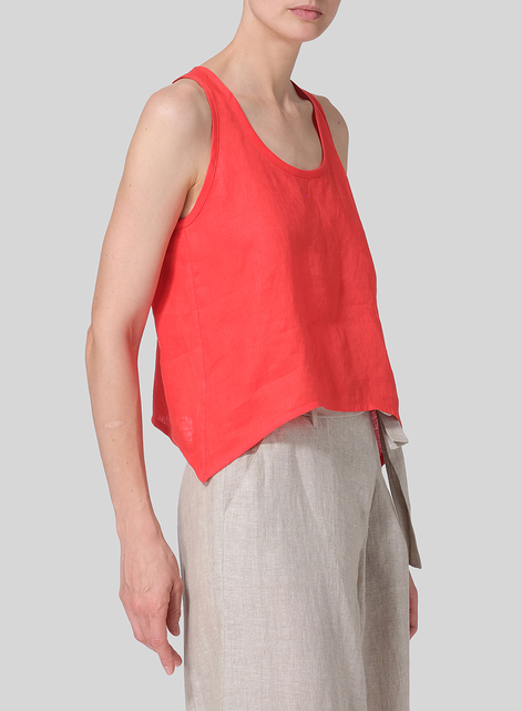 Linen Scoop Neck Halter Backs Vest