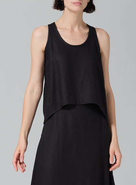 Linen Scoop Neck Halter Backs Vest