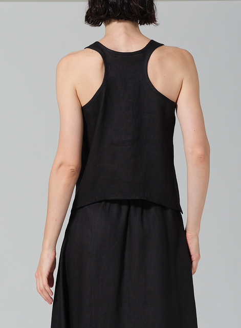 Linen Scoop Neck Halter Backs Vest