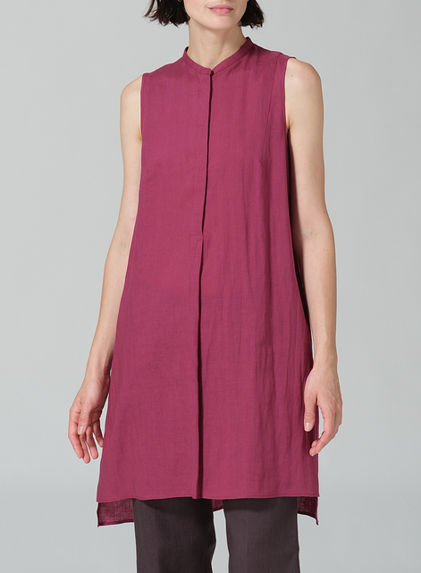 Linen Sleeveless A-line Long Tunic