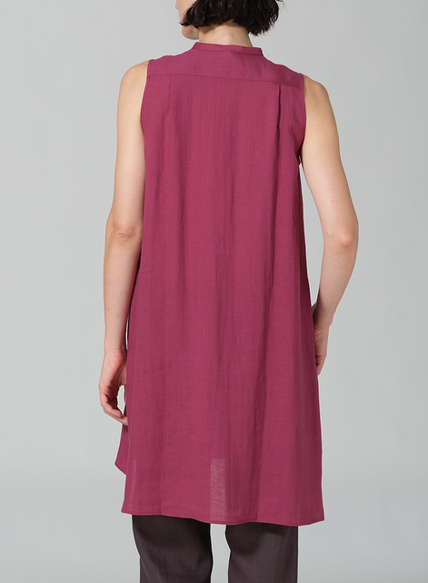 Linen Sleeveless A-line Long Tunic