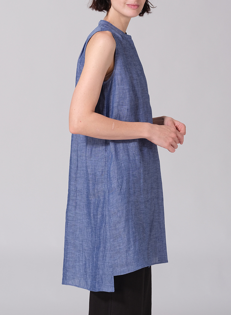 Linen Sleeveless A-line Long Tunic