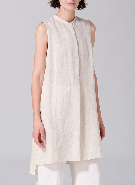 Linen Sleeveless A-line Long Tunic