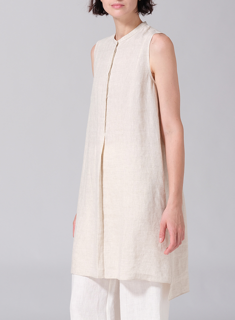 Linen Sleeveless A-line Long Tunic