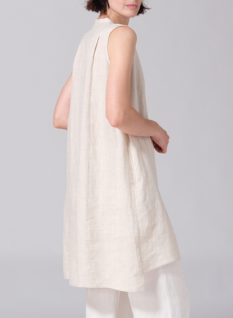 Linen Sleeveless A-line Long Tunic