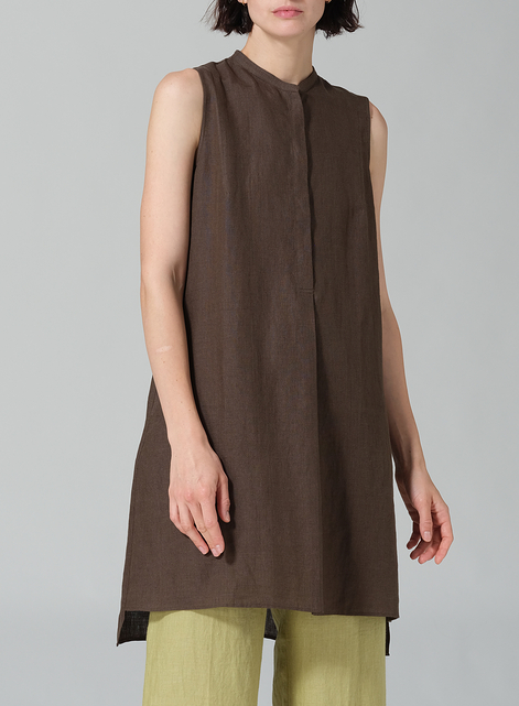 Linen Sleeveless A-line Long Tunic