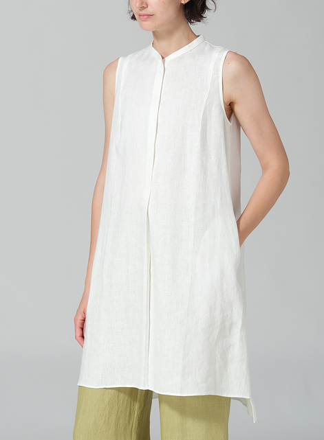 Linen Sleeveless A-line Long Tunic