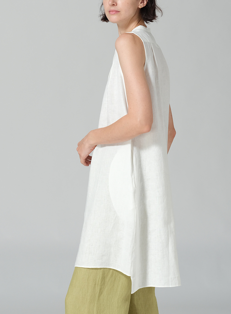 Linen Sleeveless A-line Long Tunic