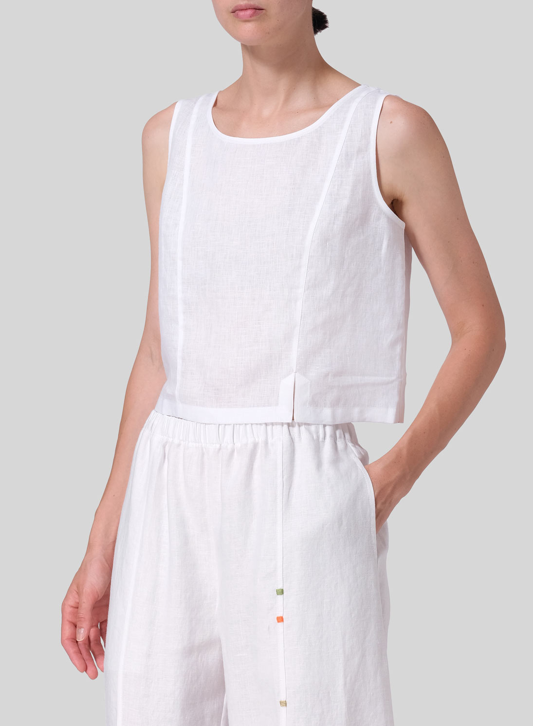 Linen Sleeveless Short Tank