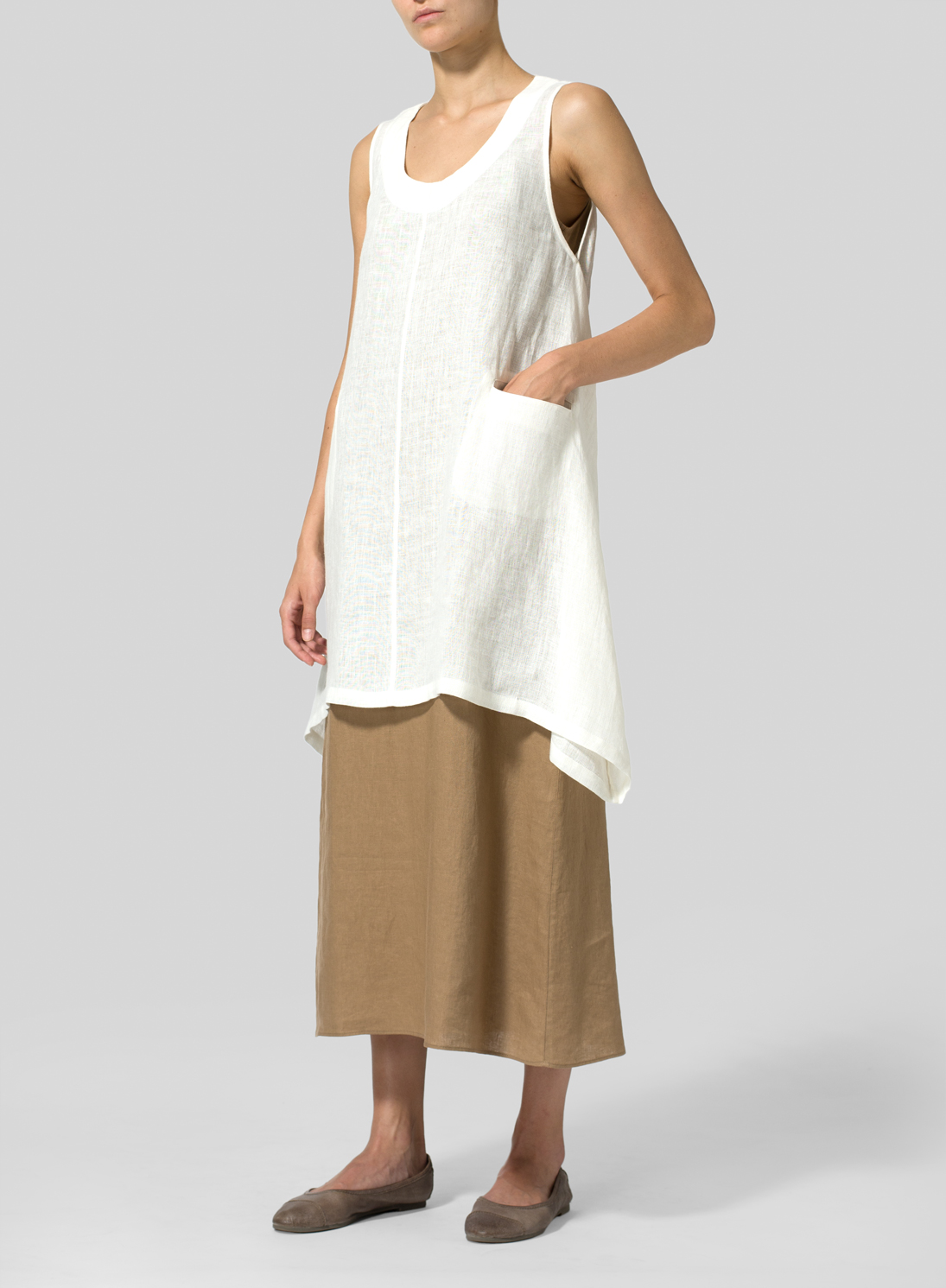Linen High-Low Extra Long Tunic