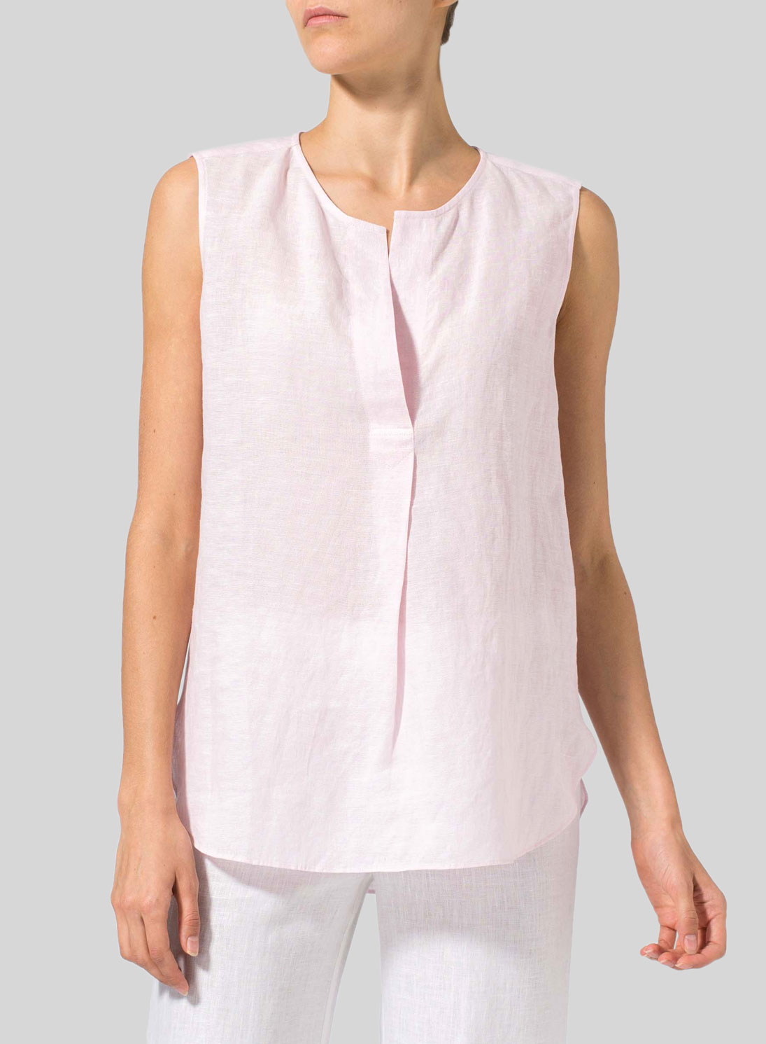 Linen Surplice V-Neck Blouse