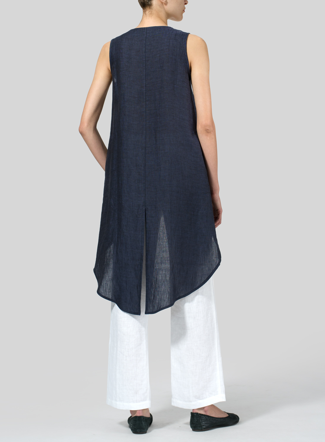 Linen Asymmetrical Hem Tail Top