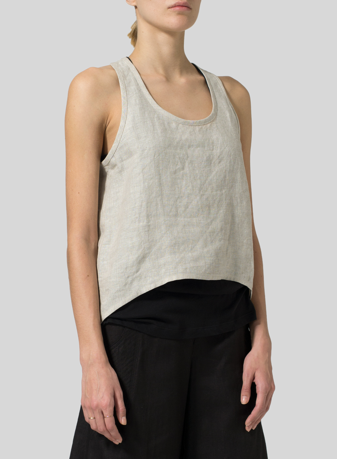 Linen Cropped Tank Top - Plus Size