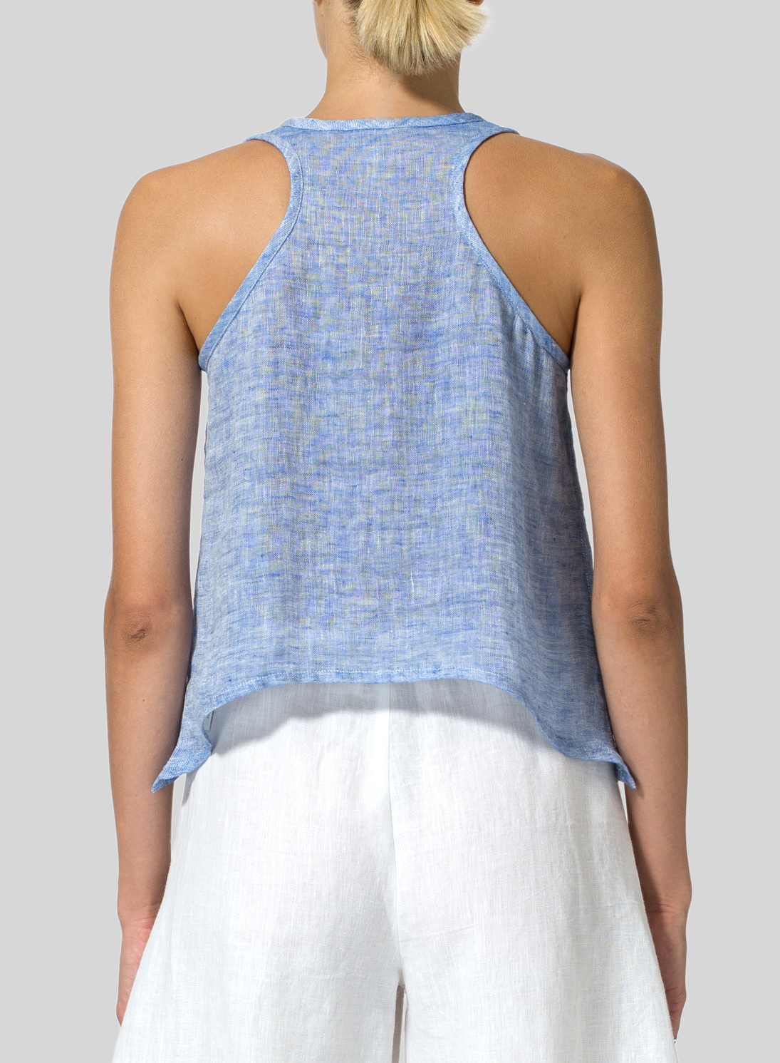 Two Tone Layered Linen Cropped Tank Top