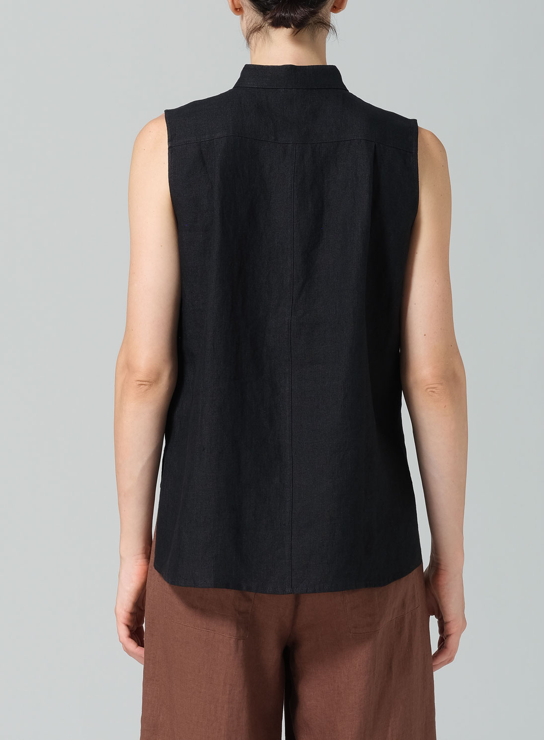 Linen Mandarin Collar Vest