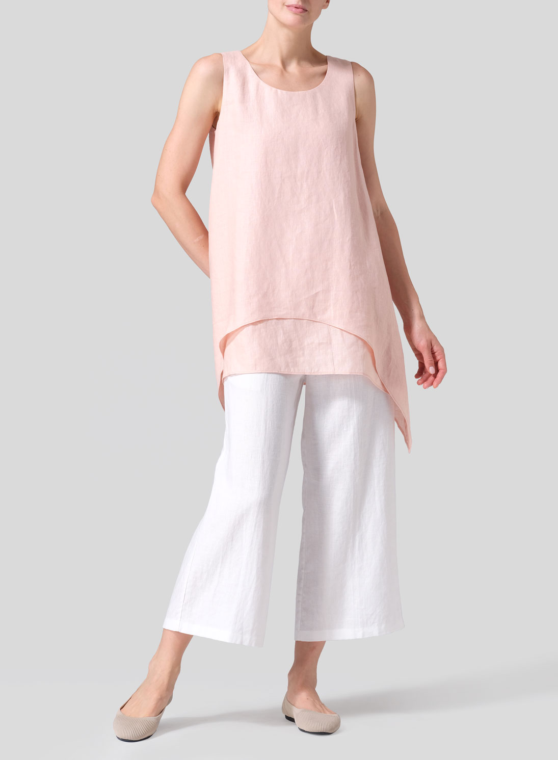 Linen Sleeveless Layered Lightweight Top