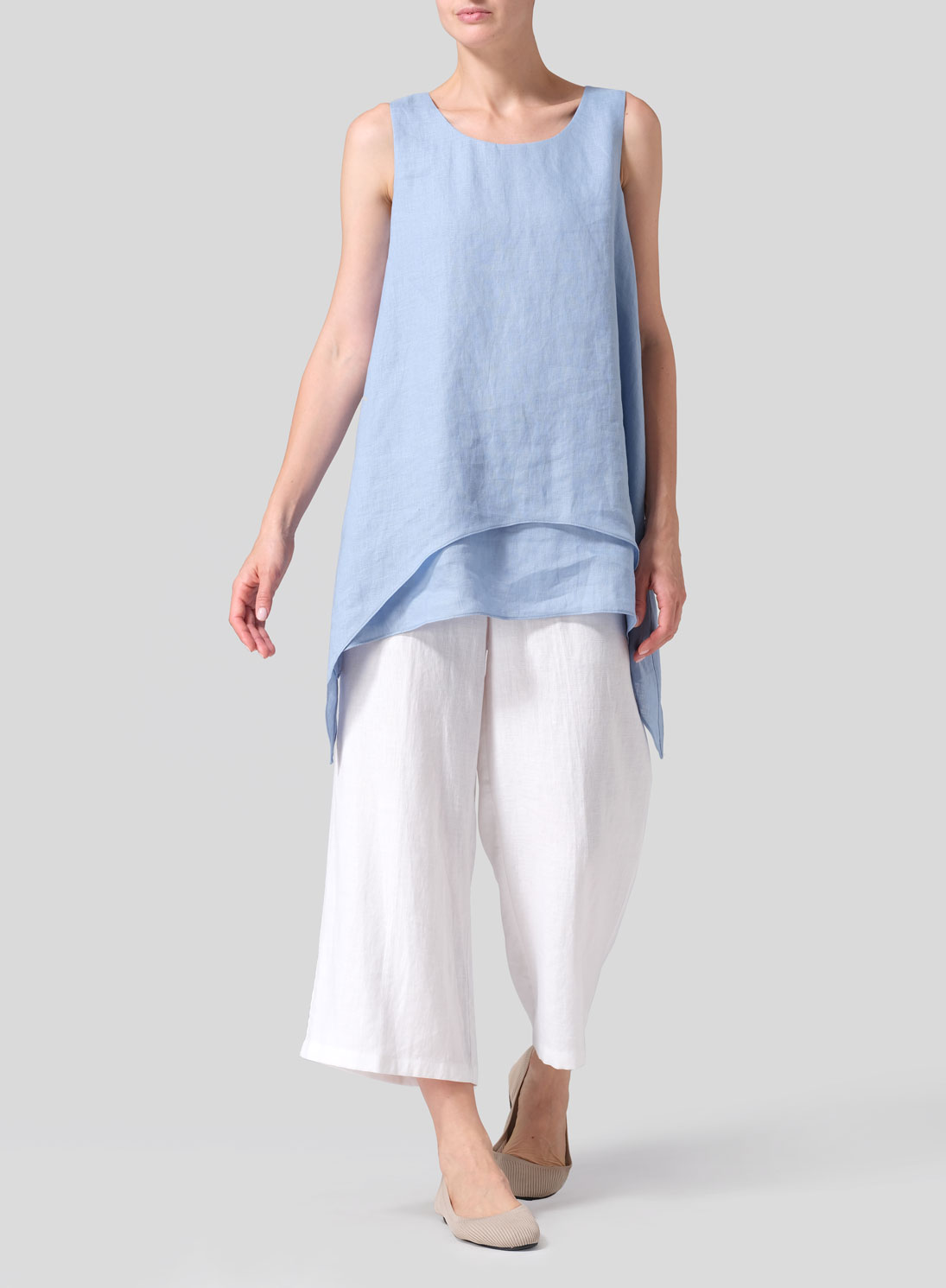 Linen Sleeveless Layered Lightweight Top